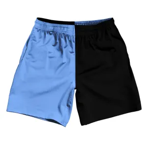 Blue Carolina And Black Quad Color Athletic Running Fitness Exercise Shorts 7" Inseam Shorts Made In USA