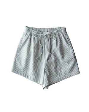 Breezy Striped Cotton-Blend Drawstring Shorts- Green