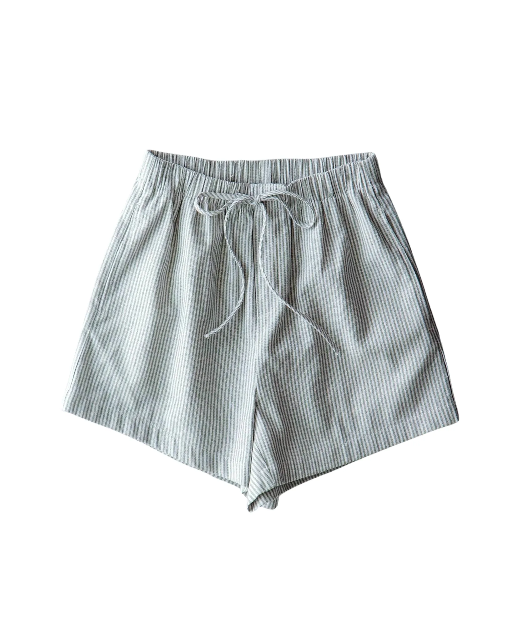 Breezy Striped Cotton-Blend Drawstring Shorts- Green