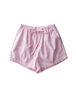 Breezy Striped Cotton-Blend Drawstring Shorts- Pink