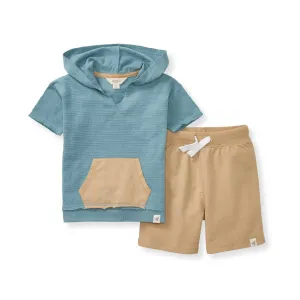 Dotted Jacquard Set: Smoke Blue / 12 Months