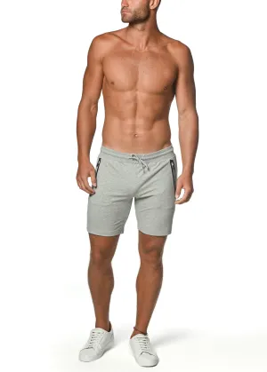 GREY MELANGE FLEECE FLEX COTTON STRETCH SHORTS ST-10502