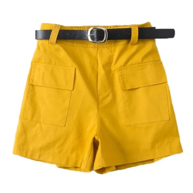 Solid Color Sashes Casual Shorts