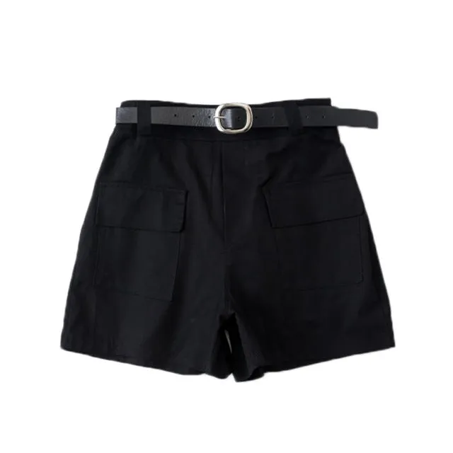 Solid Color Sashes Casual Shorts