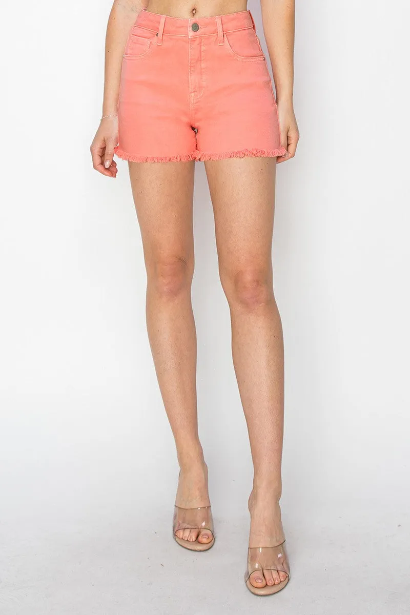 Tummy Control High Rise Fray Hem Shorts {IMPERFECT}